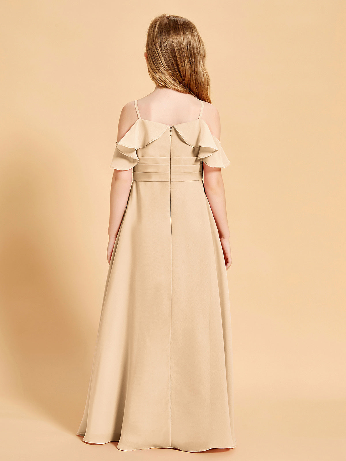 Off-the-Shoulder Bridesmaid Gown for Juniors Peach